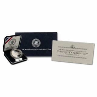1992 W US White House 200th Anniversary Commemorative Proof Silver Dollar BoxCOA 4
