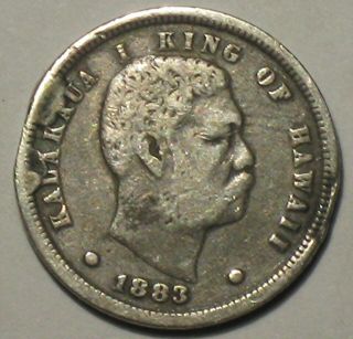 1883 Kingdom Of Hawaii 10 Cent Silver