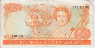 Zealand Banknote P174a - 8765 50 Dollars Sig Hardie,  Prefix Xab,  Vf