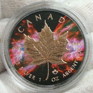 2016 Canada $5 Five Dollars Maple Leaf Space Butterfly Colorized 1oz Silver Coin