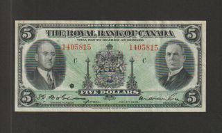 Canada - Royal Bank,  5 Dollars Banknote,  1.  2.  1935,  Choice Very Fine,  C S1391