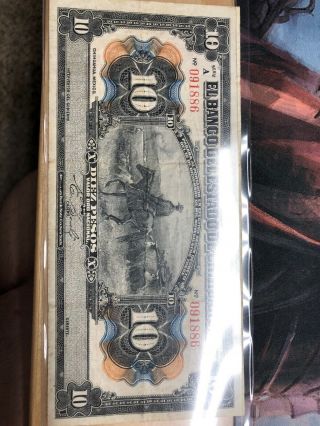1913 Chihuahua Mexico 10 Pesos ( (cattle Ranching))  Circulated