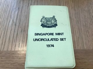 1974 Singapore 6 Coin Bu Set Yellow Wallet Year Of The Tiger & Low Mintage