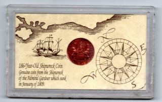 1808 East India Company,  Wreck Admiral Gardner,  10 Cash Coin,  Presentation Case