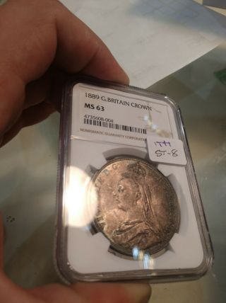 St8 Great Britain 1889 Crown Ngc Ms - 63