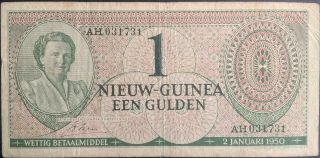 Netherlands Guinea 1 One Gulden 1950 P 4 Indonesia Dutch Queen Juliana