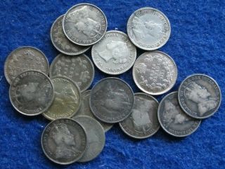 1880 - 1918 Canada Five Cent Silvers - Sixteen Different - U S