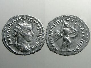 Roman Emperor Gordian Iii_silver Antoninianus_teen Emperor_mars With Spear