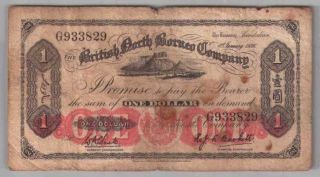 561 - 0032 British North Borneo | Company,  1 Dollar,  1936,  Pick 28,  F - Vf