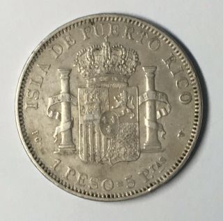 Puerto Rico 1895 Silver Peso