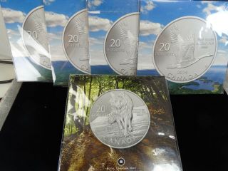 2013 & 2014 Royal Canadian $20 9999 Silver Coins 5 Total Coins