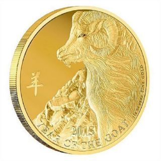Niue Islands 2015 $25 Year Of The Goat Gold 1/4 Oz Limited Gold Coin