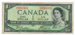 1954 Canada One Dollar Note 