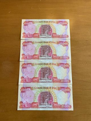 100,  000 Iraqi Dinar (4) 25,  000 Notes Uncirculated Authentic Iqd