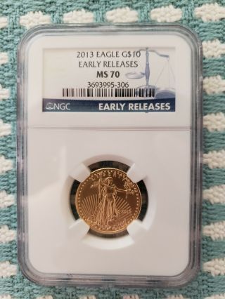 2013 1/4 Oz.  $10 Gold American Eagle Ngc Ms70