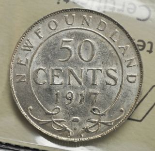 1917 - c Newfoundland 50 cents ICCS graded EF - 45 3