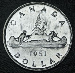 1951 Canada - $1 Dollar -.  800 Silver - Voyageur - George Vi -