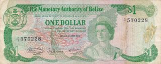 1 Dollar Fine Banknote From Belize 1980 Pick - 38 Rare