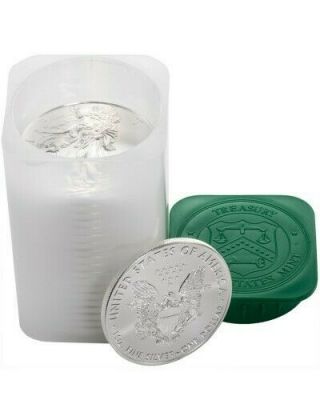 2017 American Silver Eagle Roll Of 20 1oz.  999 Fine $1 Bu Coins In Tube