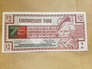 1997 Canadian Tire Money $2 Bill Note Canada Banknote 75th Anniversary Unc Cu