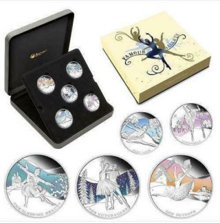 Tuvalu 2010 1$ Famous Ballets 5 X 1oz.  999 Silver Coin Proof Set Limited Edition