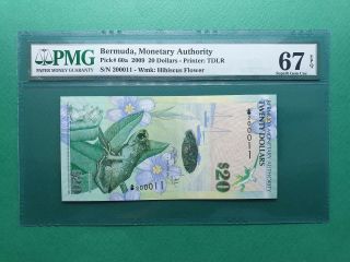 2009 Bermuda 20 Dollars P 60a First Issue Pmg 67 Epq Gem Unc