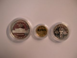 1993 Bill of Rights 3 Coin GOLD and SILVER Proof Set with 3
