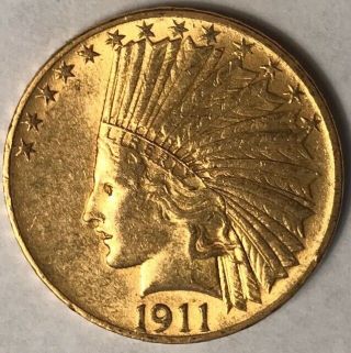 1911 $10 Indian Gold Eagle Au/bu Details