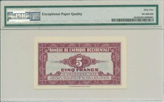 Banque de I ' Afrique Occidentale French West Africa 5 Francs 1942 PMG 65EPQ 2