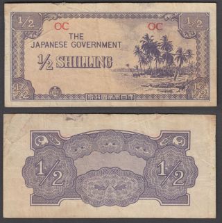 Oceania 1/2 Shilling Nd 1942 (f) Banknote Japanese Occ.  Wwii P - 1
