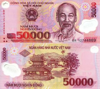 Vietnam 50000 Dong Banknote World Money Polymer Currency Pick P121i Ho Chi Minh