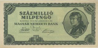 1946 100 Trillion Pengo Hungary Currency Banknote Note Money Bank Bill Cash