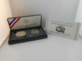 1991 Mount Rushmore Anniversary 2 Coin Proof Set Silver Dollar & Clad Half W