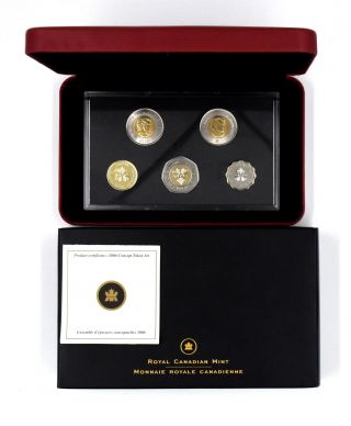 2006 Royal Canadian Concept Token 5 Proof Coin Set Box &