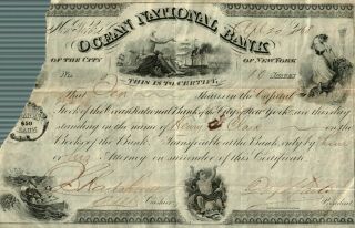 Ocean National Bank Stock Certificate