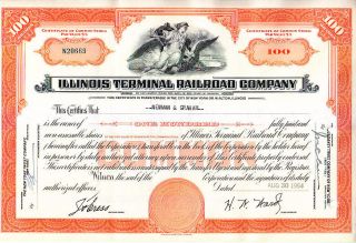 Illinois Terminal Railroad Company Il 1955 Stock Certificate