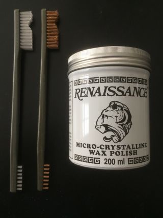 Coins And Relics Cleaning Kit - 7 Oz Renaissance Wax And Two Brushes Must Have