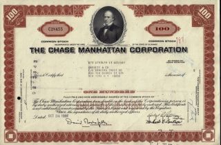 The Chase Manhattan Corp (now Jp Morgan Chase Bank) Sign.  David Rockefeller