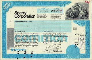 Sperry Corporation York Ny (lateron Unisys) Dd 1981