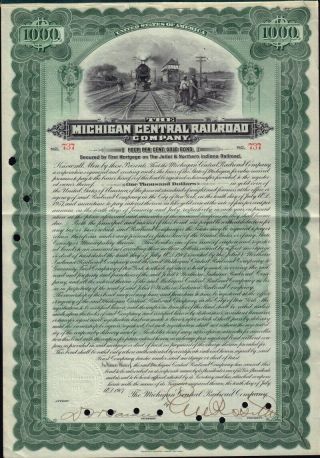 Michigan Central Railroad Company Usd 1,  000 Gold Bond 1907