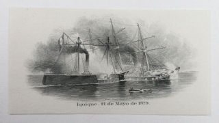 Peru.  Abn Proof Vignette " Iquique 21 De Mayo De 1879 " 1850 - 70s Intaglio Cu Black