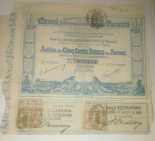 1886 Panama Compagnie Universelle Canal Interoceanique French Bond / Stock