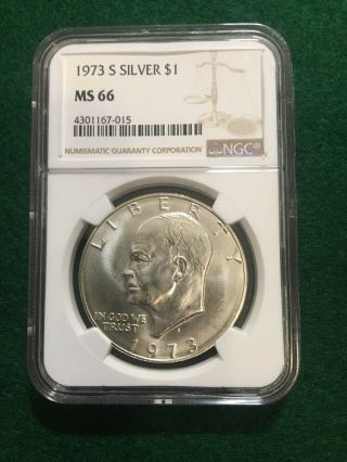 1973 S $1 Silver Eisenhower Dollar Ncg Ms66
