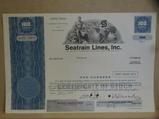 Seatrain Lines Inc Cancelled Stock Certificate 1974