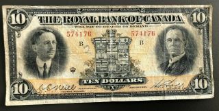 1927 The Royal Bank Of Canada $10 Bank Note Neill Signature