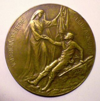 Belgium - Bronze Medal By J.  Jourdain - " Vaderlandsliefde " 1914 - 65 Mm.  85 Gram