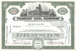 Peabody Coal Company Chicago Common 100 Share Stock Certificate 1950 - 60 