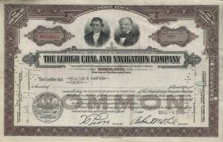 1946 Stock Certificate - 20 Shares Of Lehigh Coal & Navigation Company