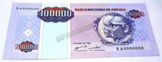 Angola Banknote 100000 Kwanzas,  Pick 139s Unc 1995 - Specimen