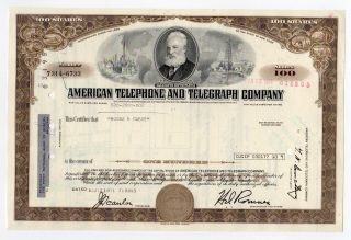 American Telephone And Telegraph Company Stock Certificate